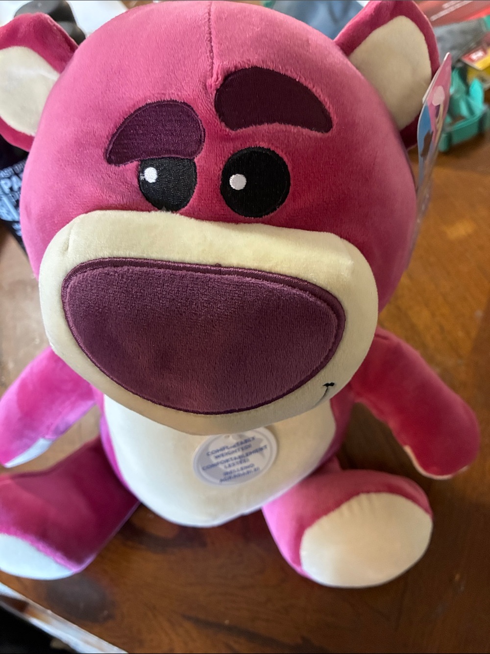 Plush Pink Bear Stuffed Animal with Cream Accents - Soft Cuddly Toy